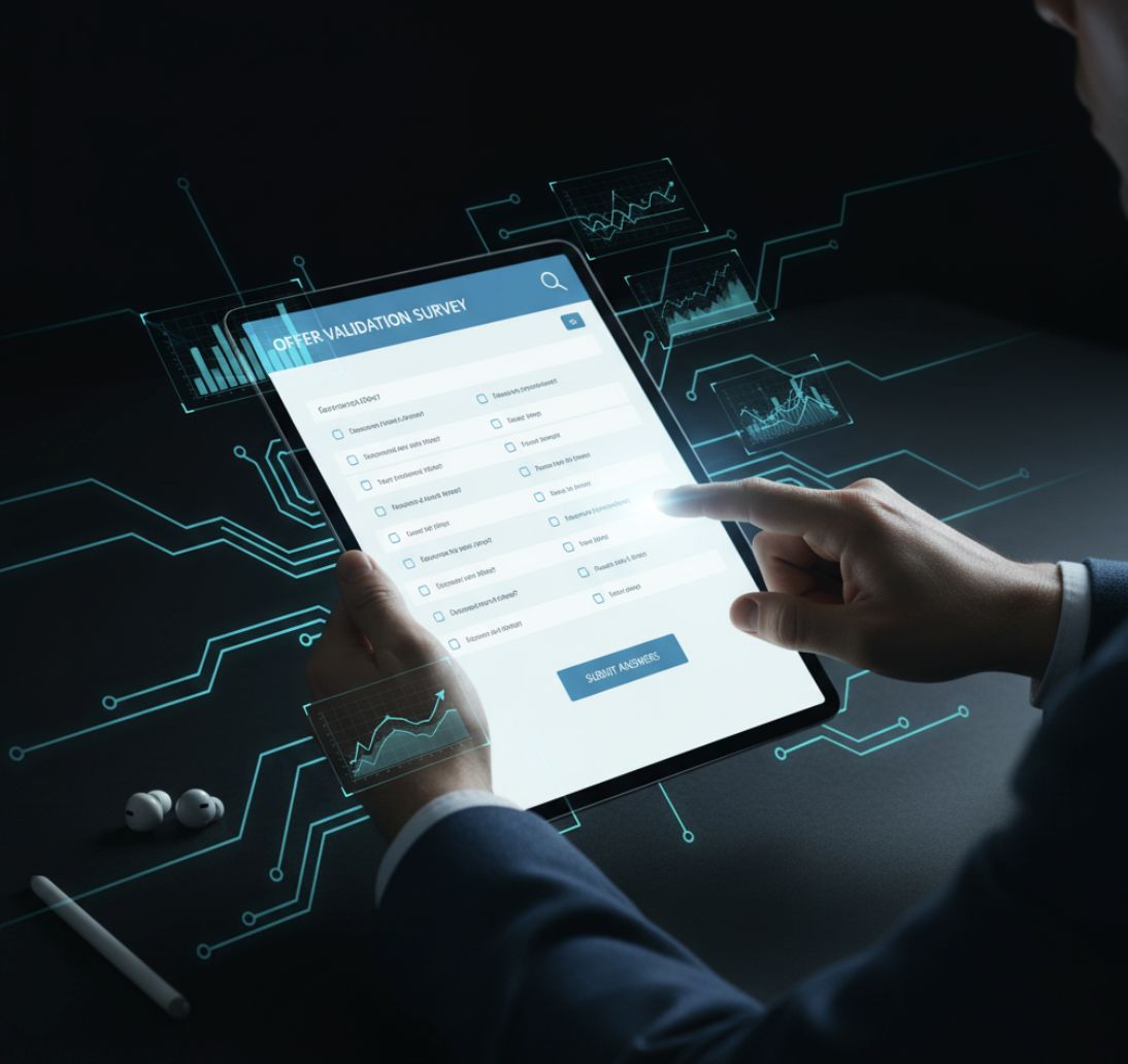 A customer filling out a digital survey form