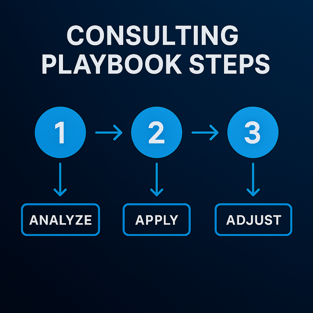 Infographic showing the four steps of a funnel audit playbook: map funnel, apply benchmarks, flag leaks, and prioritize fixes.