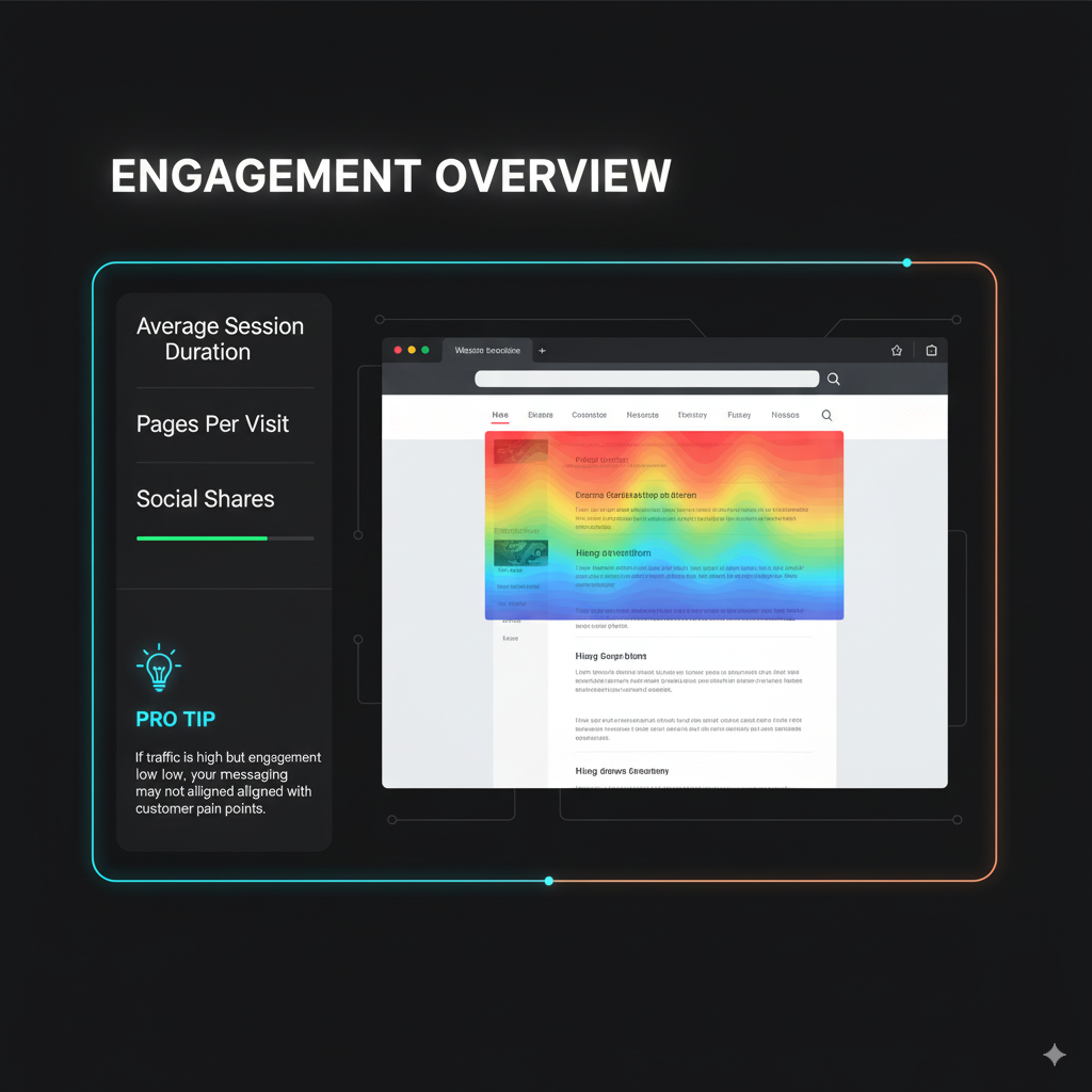 Engagement heatmap highlighting popular content areas