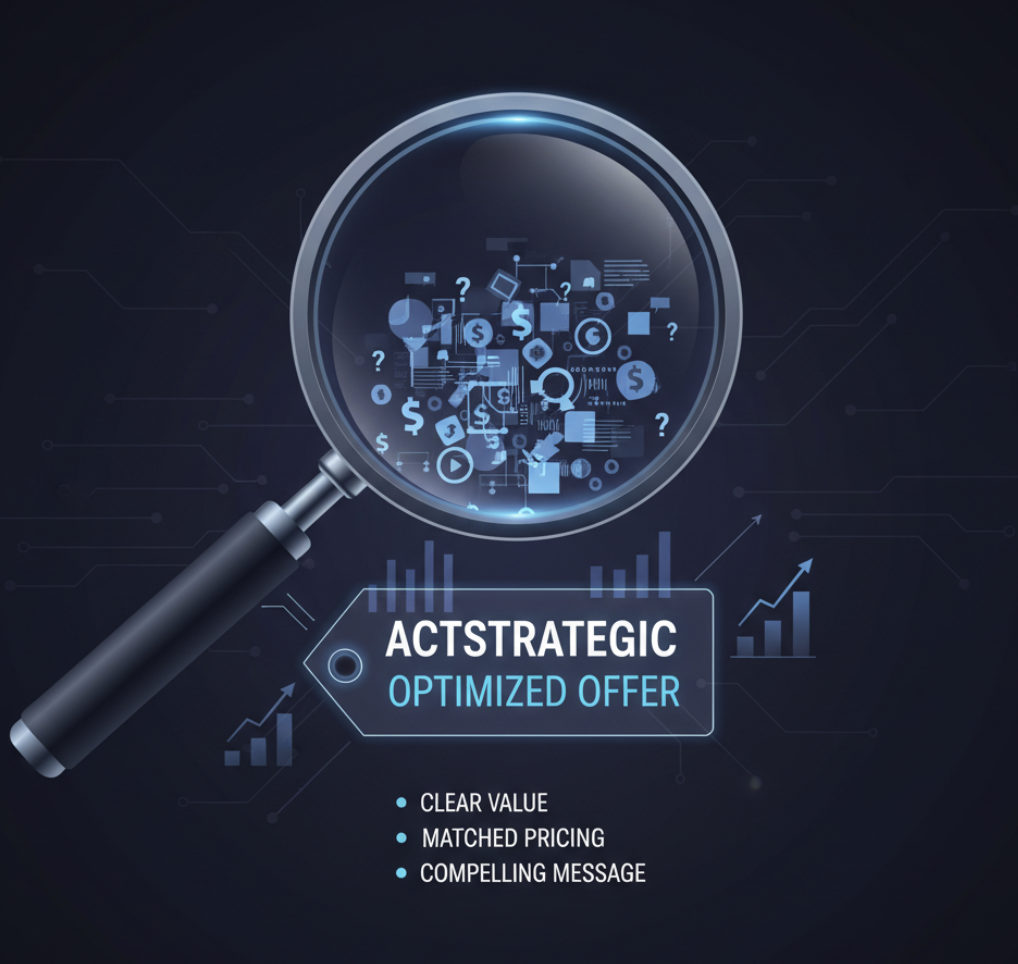 Illustration of magnifying glass clarifying a business offer