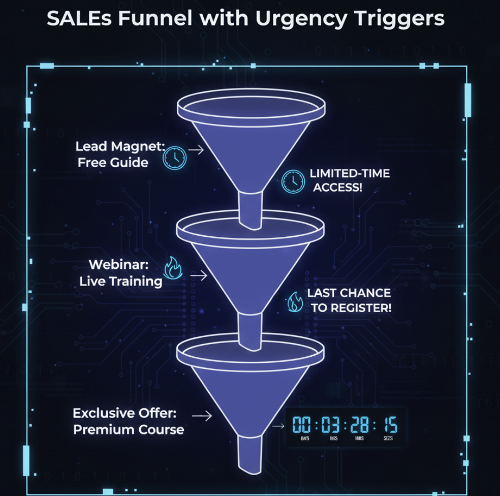 Sales funnel stages with limited-time offer urgency