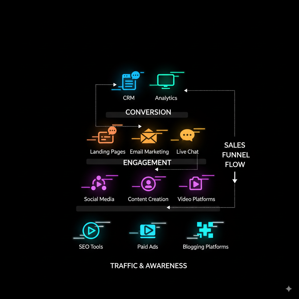 marketing tools stack for building sales funnels