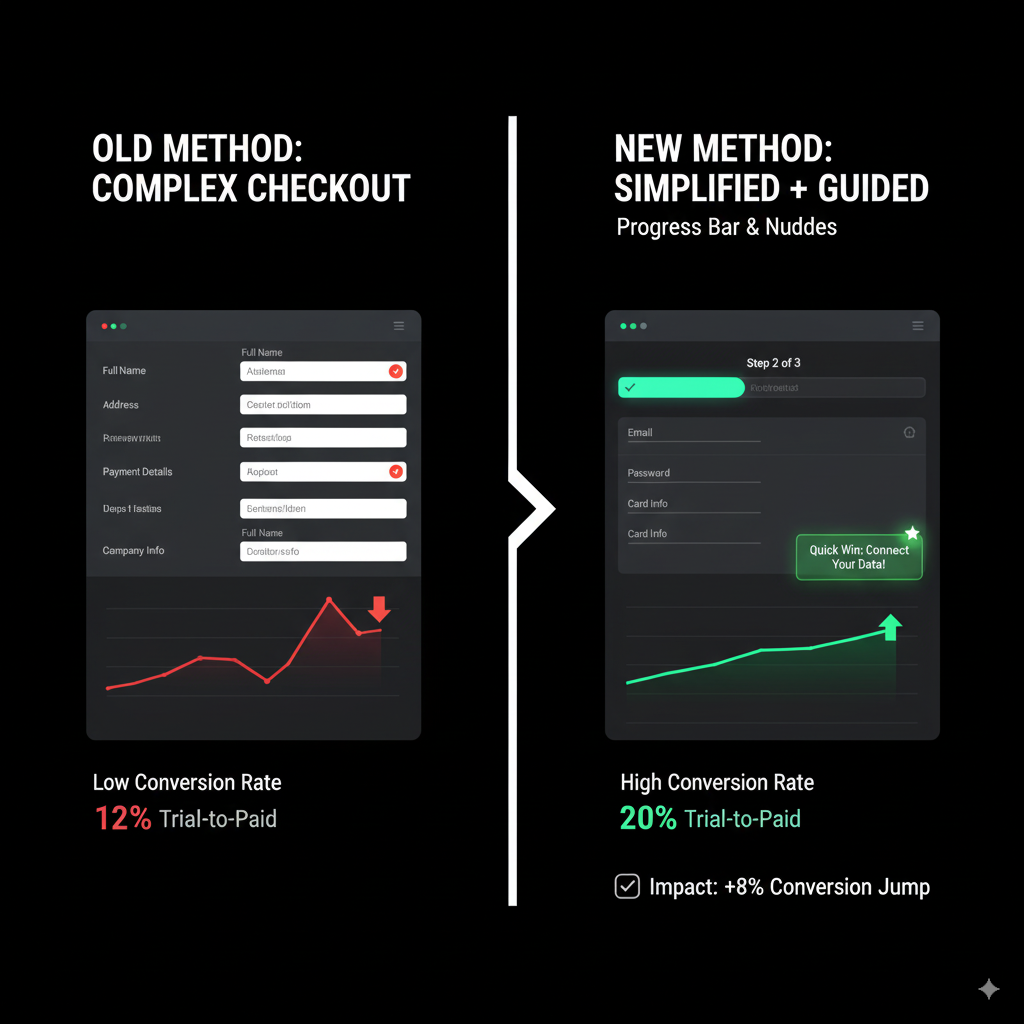 optimized SaaS checkout flow with progress bar