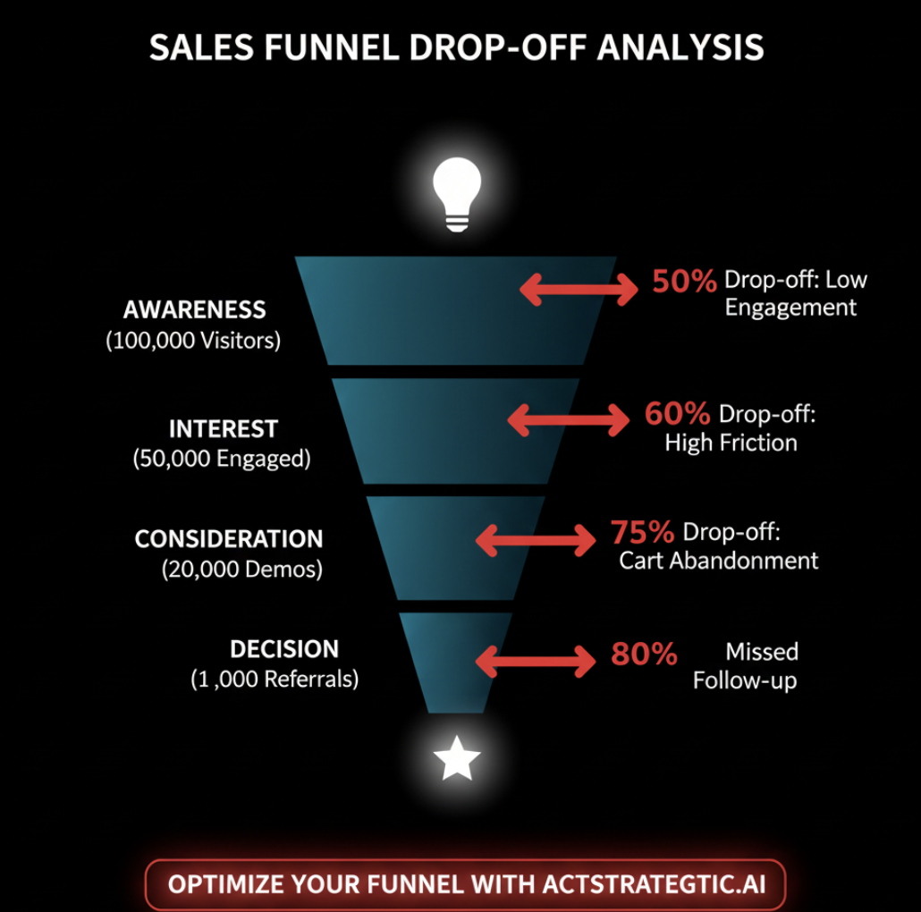 sales funnel drop-off chart