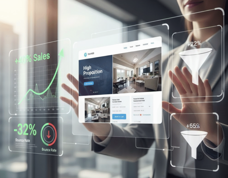 Data visualization showing 40 percent sales increase resulting from a strategic website redesign.