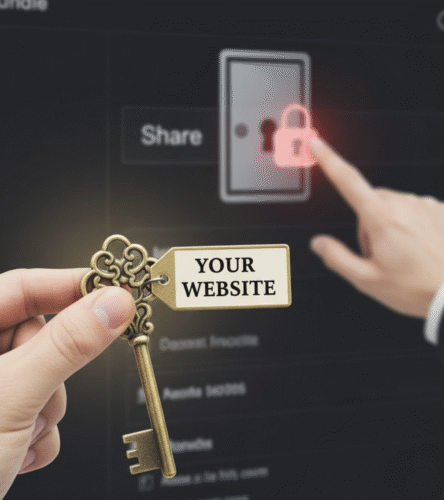 Metaphor for a website being the key to owning your online presence, unlike locked doors on social media platforms.