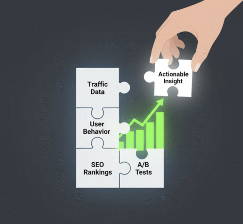 Metaphor for combining different website analytics tools to complete the picture and reveal actionable growth insights.
