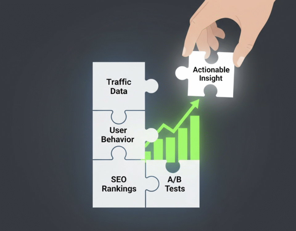 Metaphor for combining different website analytics tools to complete the picture and reveal actionable growth insights.