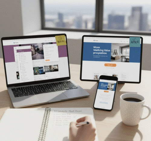 Visual metaphor of a sales funnel converting website visitors into revenue.