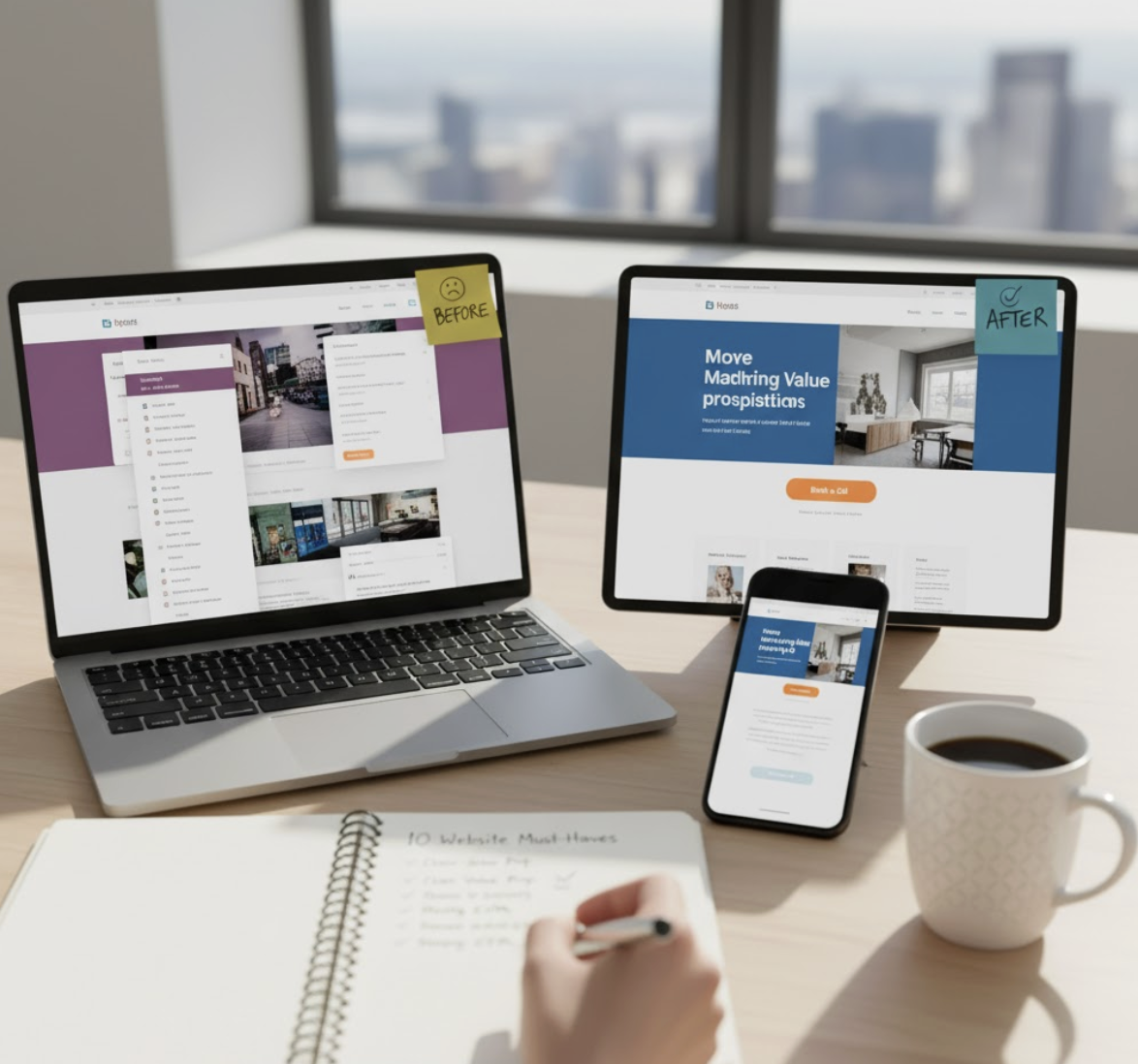 Visual metaphor of a sales funnel converting website visitors into revenue.