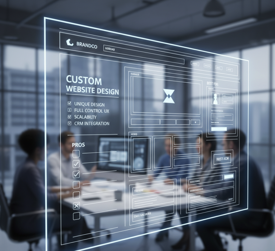 custom website design process wireframe