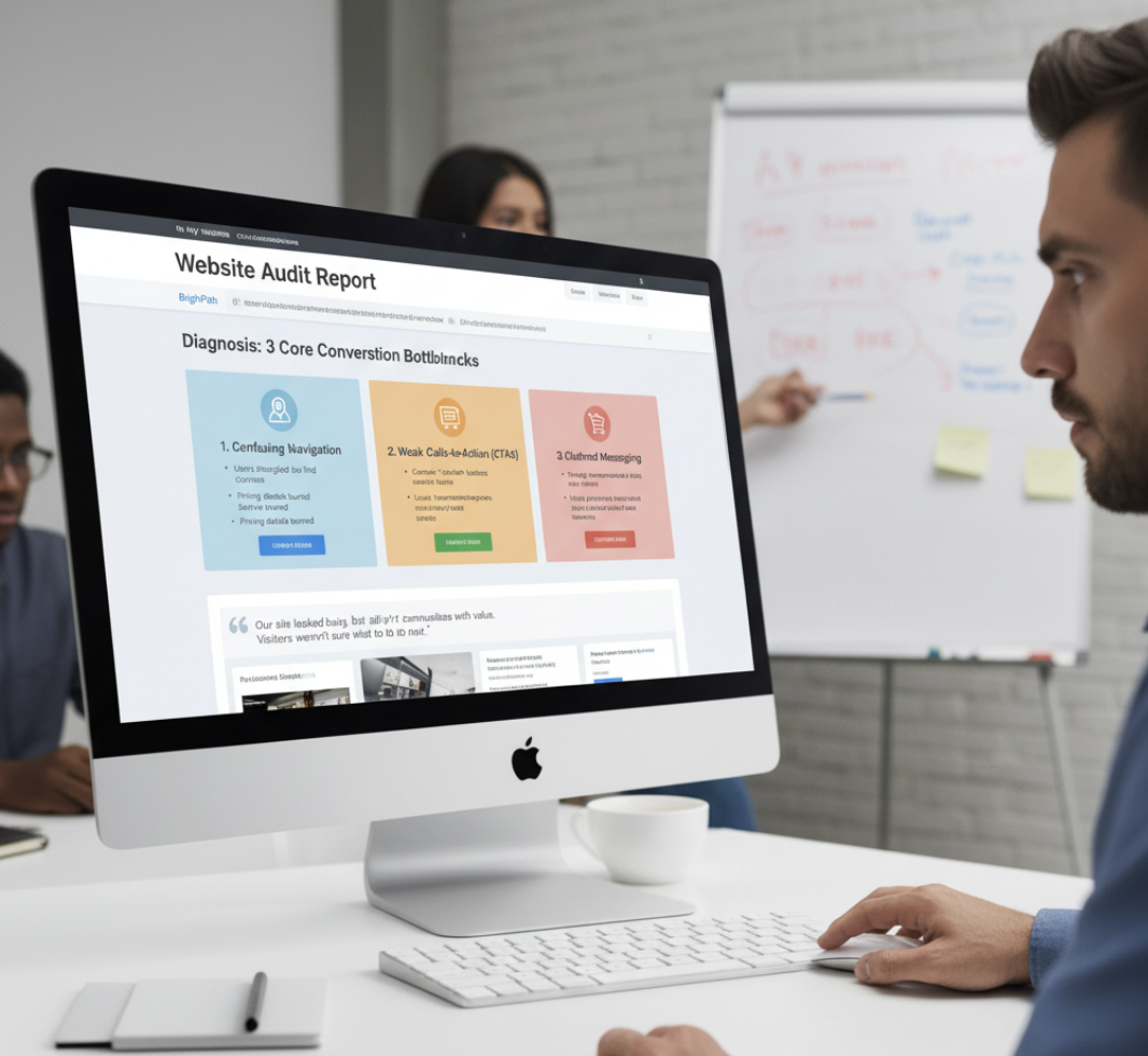 website audit report highlighting UX and CTA issues