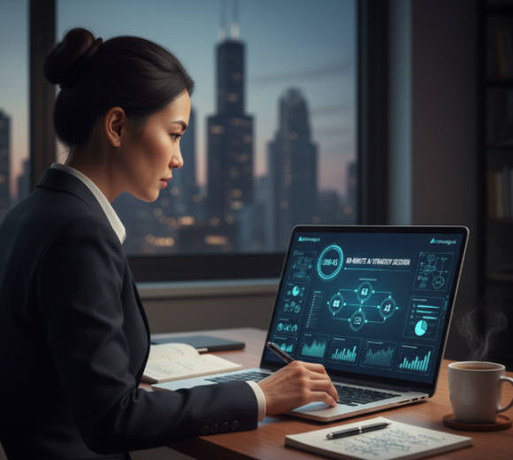 AI-assisted strategic planning workflow on a laptop screen