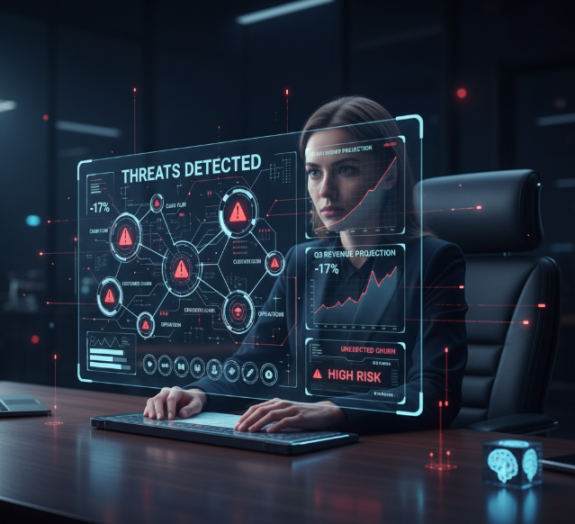 AI dashboard predicting business risks