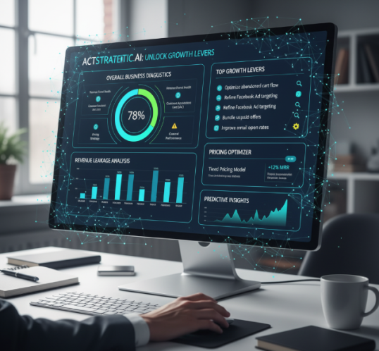 AI dashboard showing SMB growth levers and diagnostics