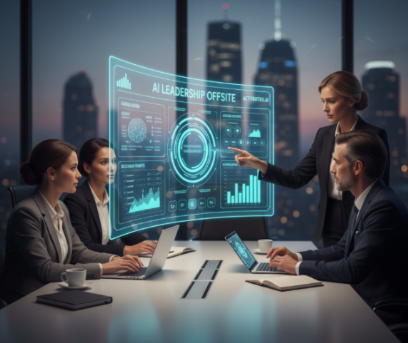 Executive team using AI tools for offsite planning